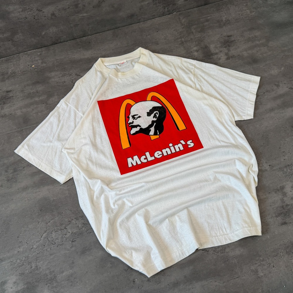 Vintage VTG Y2K 2000's 00's McLenin's McDonalds Parody White Graphic T-Shirt